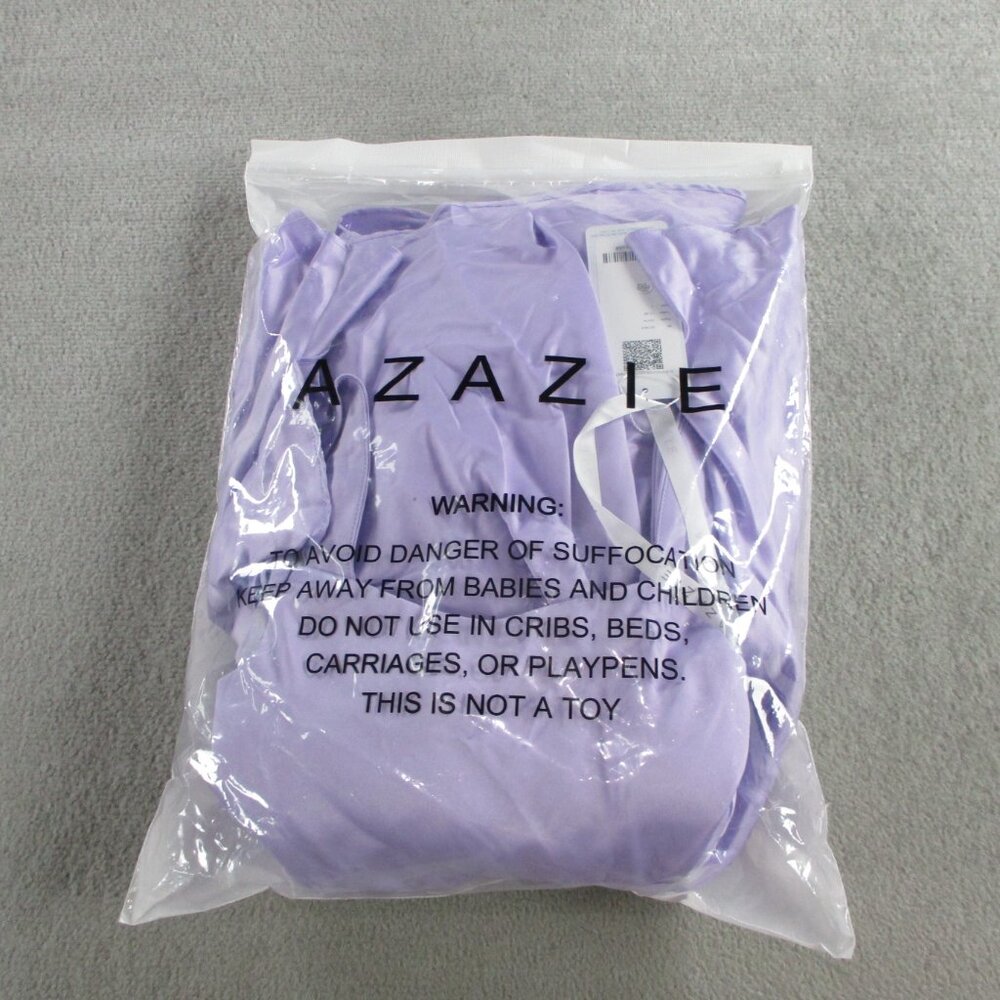 Azazie Favia Lilac A Line Dress Girls 4 Off the Shoulder Matte Satin Flower Girl - Picture 8 of 9